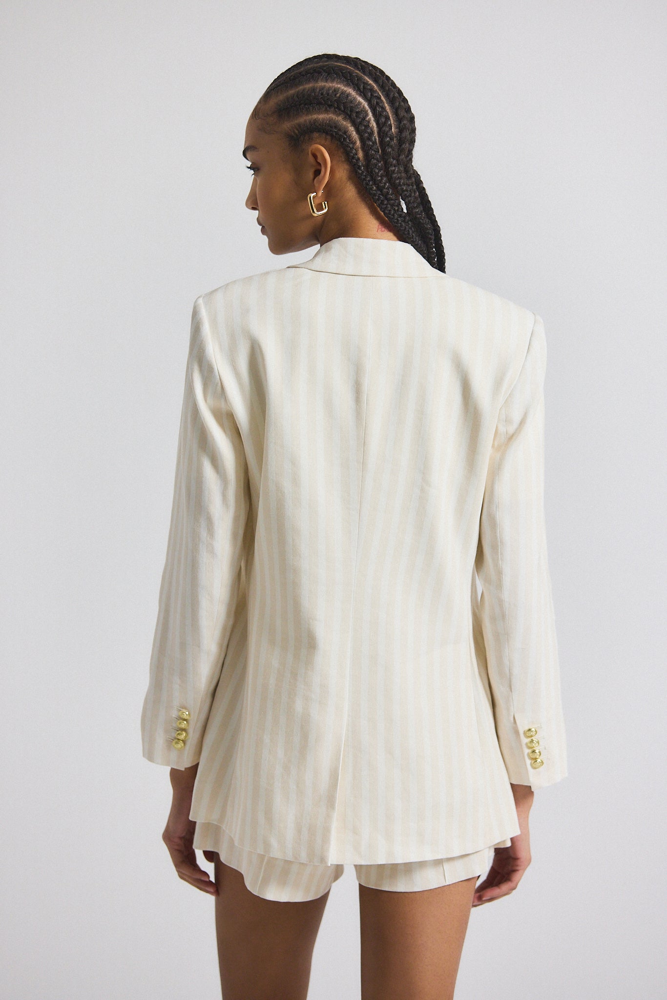 Walter Double Breasted Jacket - Sand-White