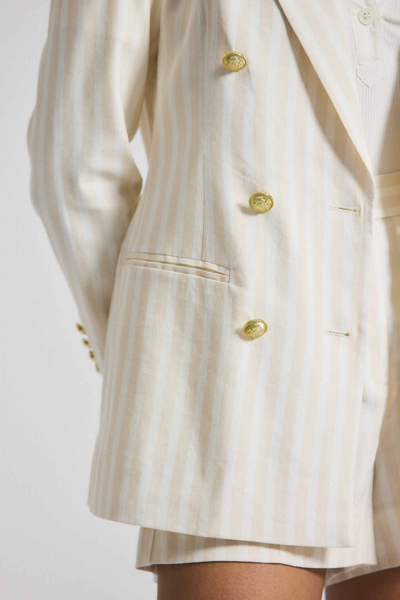 Walter Double Breasted Jacket - Sand-White