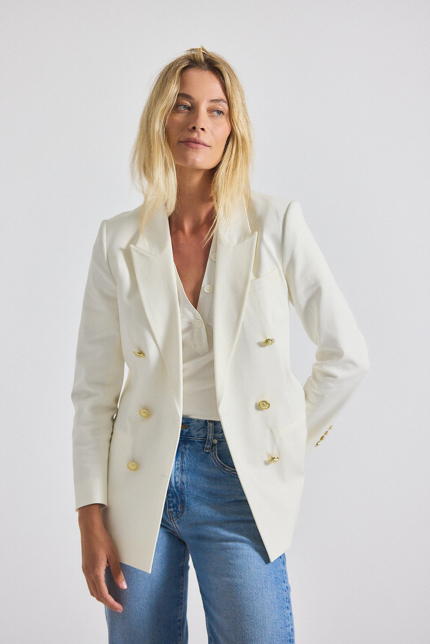 Walter Double Breasted Jacket - Soft White
