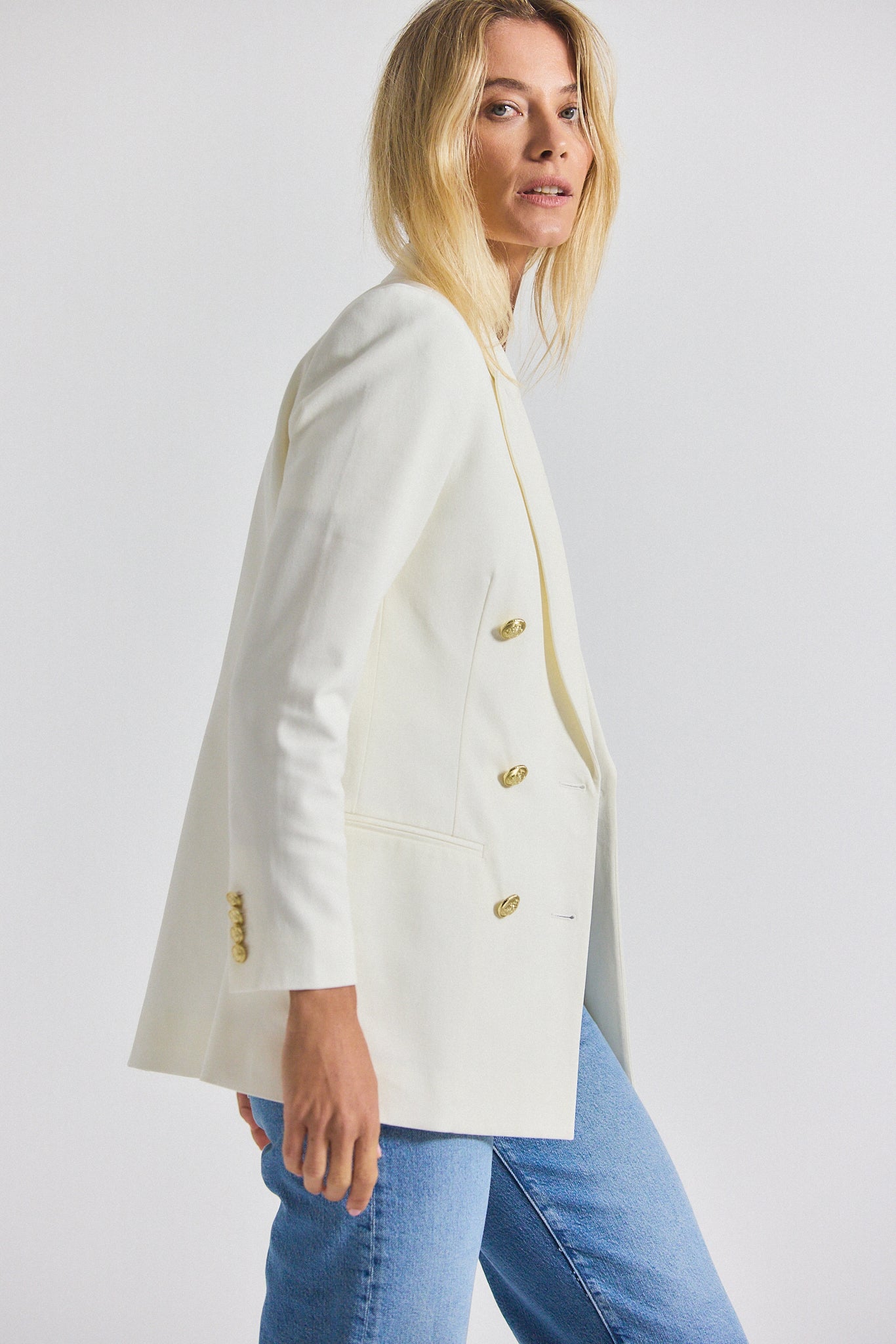 Walter Double Breasted Jacket - Soft White
